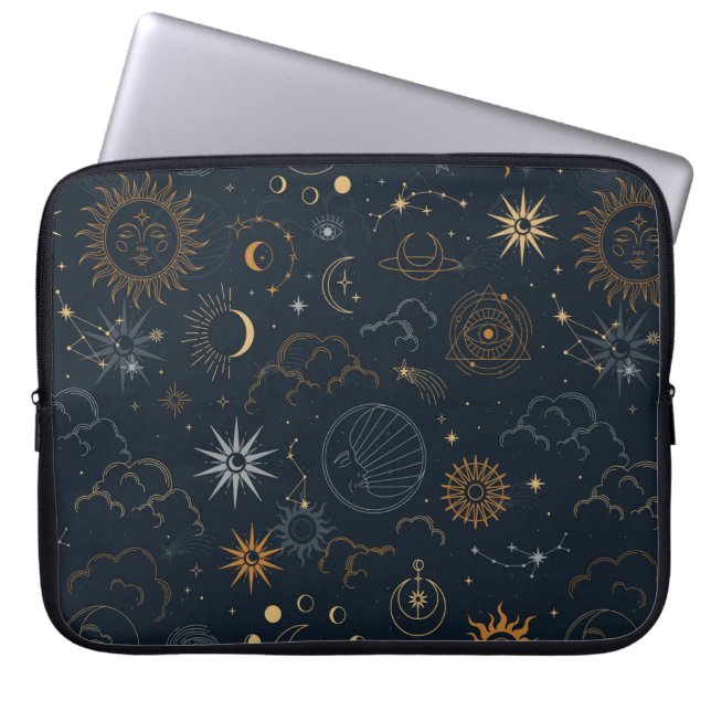 Funda Para Portátil Patrón de estrellas y planetas (Frente)