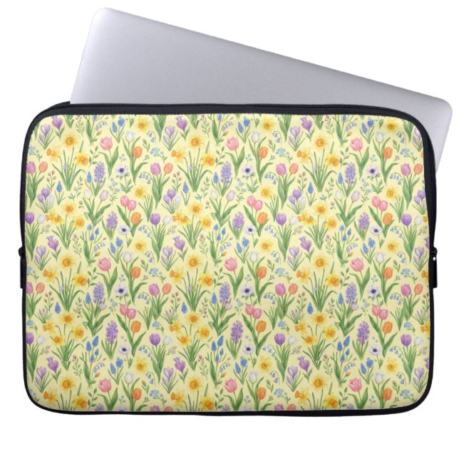 Funda Para Portátil Patrón de explosión de floración primaveral (Frente)