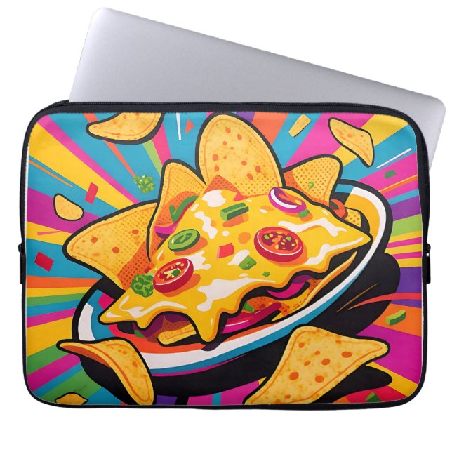 Funda Para Portátil Patrón de Explosión de Nachos con Queso (Frente)