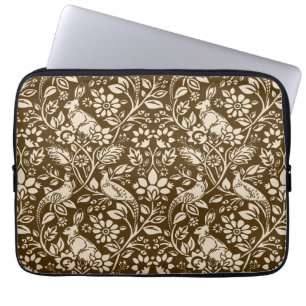 Funda Para Portátil Patrón de faisán y liebre, marrón y beige
