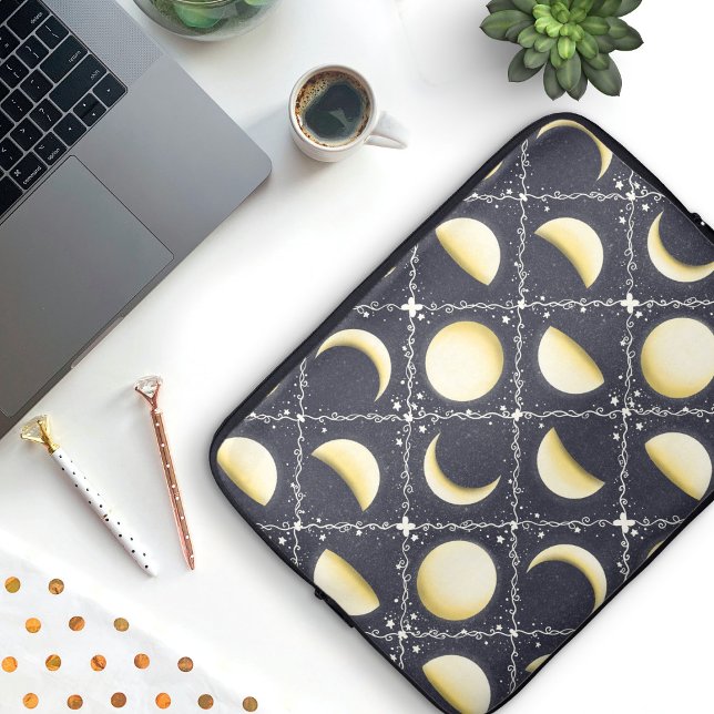 Funda Para Portátil Patrón de fases celestes de la luna (Moon Phases Laptop Sleeve)