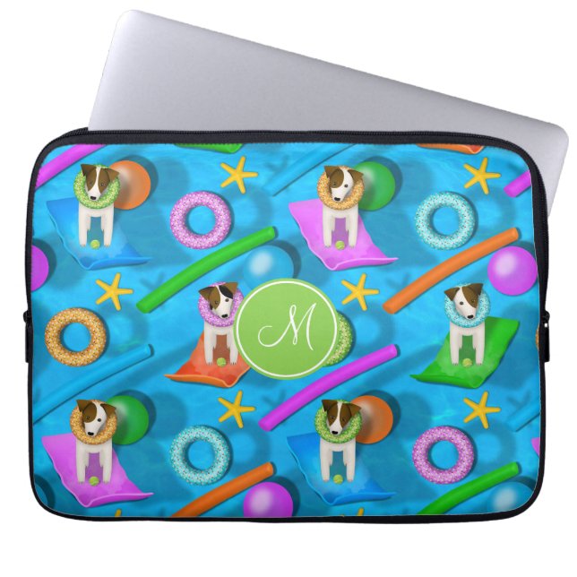 Funda Para Portátil Patrón de fiesta de la piscina de perros Parson Ja (Frente)