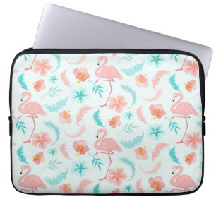 Funda Para Portátil Patrón de flamenco Verde azulado rosado tropical
