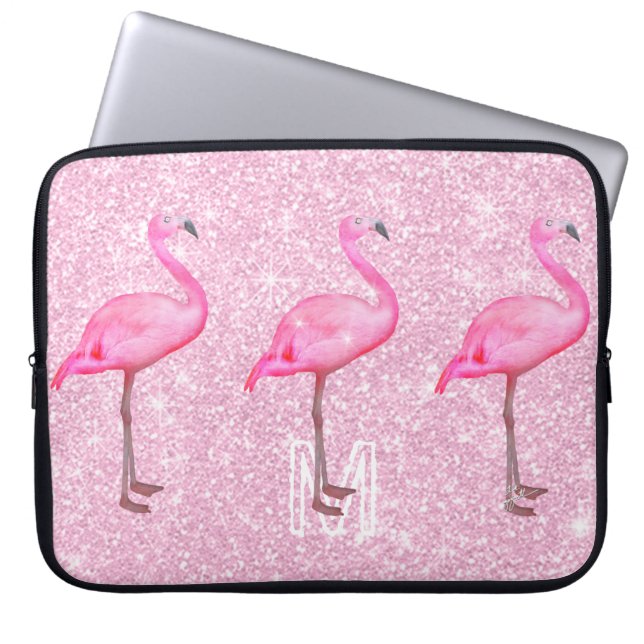 Funda Para Portátil Patrón de flamencos tropicales de Purpurina Girona (Frente)