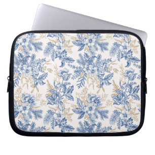 Funda Para Portátil Patrón de flor azul de invierno vintage