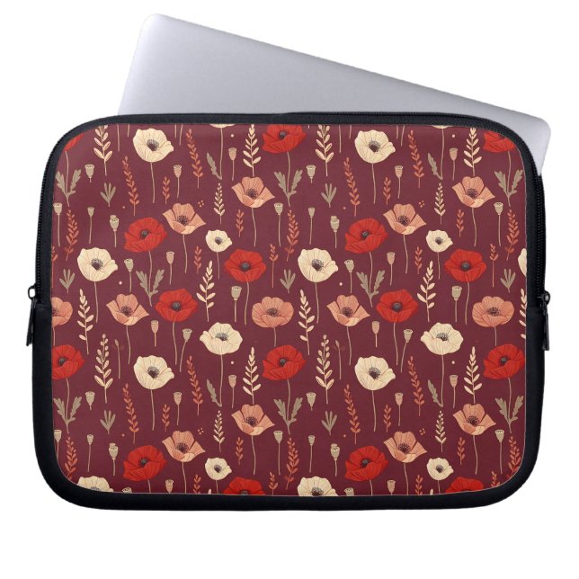 Funda Para Portátil Patrón de flor de amapola (Frente)
