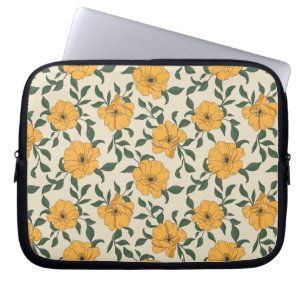 Funda Para Portátil Patrón de flor de amapola naranja