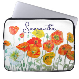 Funda Para Portátil Patrón de flor de amapola roja naranja Gracias