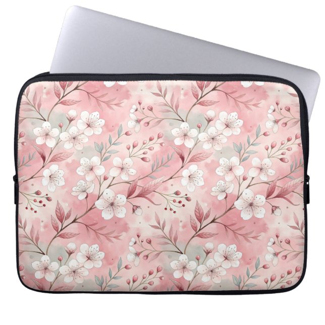 Funda Para Portátil Patrón de Flor de Sakura Rosa (Frente)