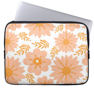 Funda Para Portátil Patrón de flor del Naranja de Fuzz de color rosa d
