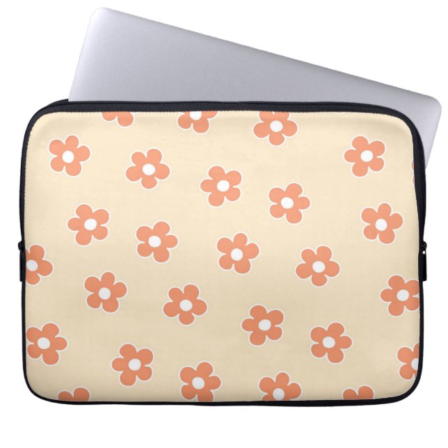Funda Para Portátil Patrón de flor hippie blanco (Frente)