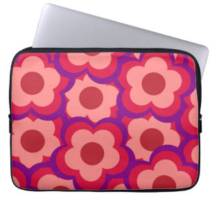 Funda Para Portátil Patrón de flor hippie retro de color negrita