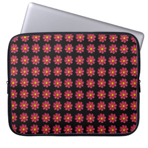 Funda Para Portátil Patrón de flor roja plasticante en negro