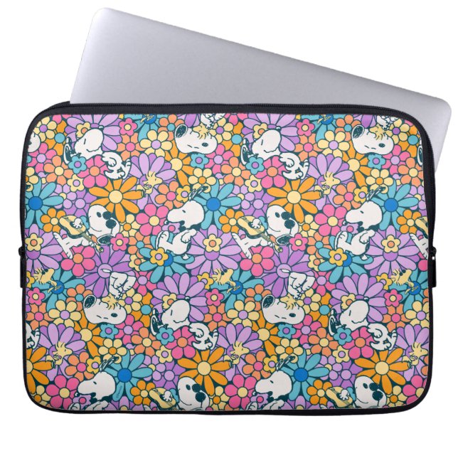 Funda Para Portátil Patrón de flor Snoopy & Woodstock (Frente)