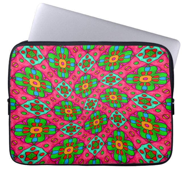Funda Para Portátil Patrón de flores abstractas únicas (Frente)