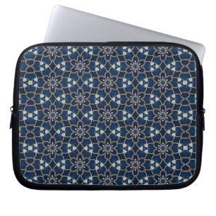 Funda Para Portátil Patrón de flores azul medianoche