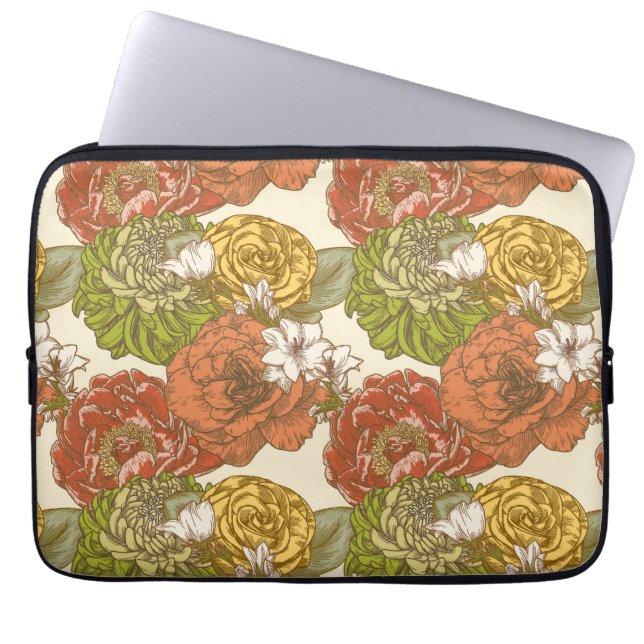 Funda Para Portátil Patrón de flores de jardín (Frente)