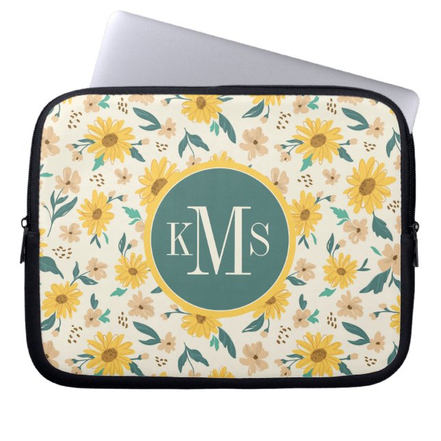 Funda Para Portátil Patrón de flores de margarita amarilla (Frente)