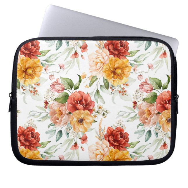 Funda Para Portátil Patrón de flores de Peony Rojo (Frente)