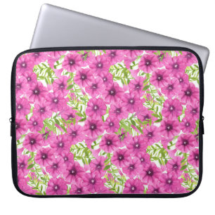 Funda Para Portátil Patrón de flores de petunia color de agua rosa