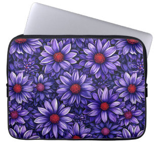 Funda Para Portátil Patrón de flores estilizadas moradas