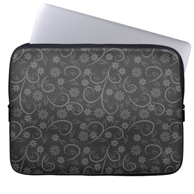 Funda Para Portátil Patrón de flores grises tiras almohada (Frente)