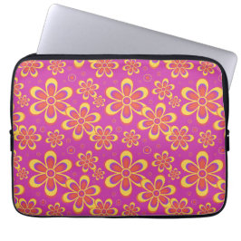 Funda Para Portátil Patrón de flores gruesas de color morado y amarill