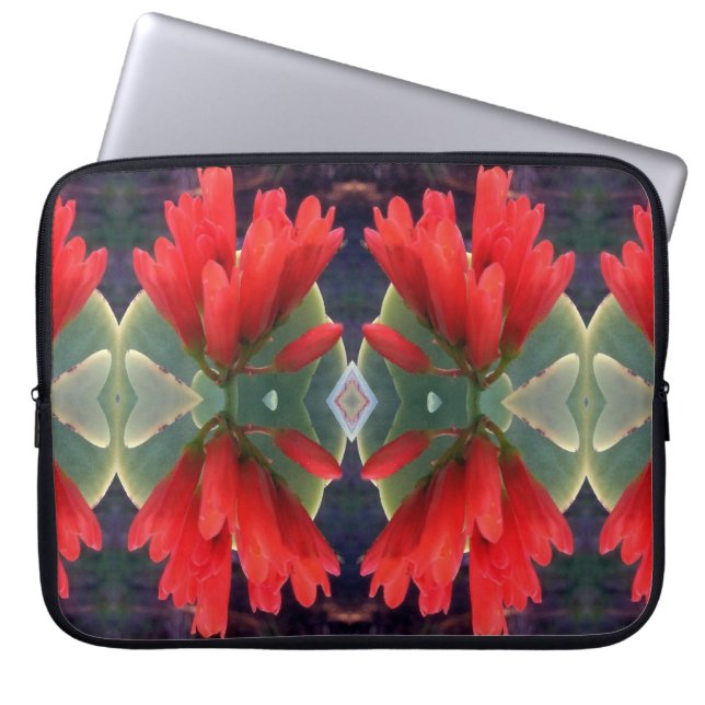 Funda Para Portátil Patrón de Flores Rojas (Frente)