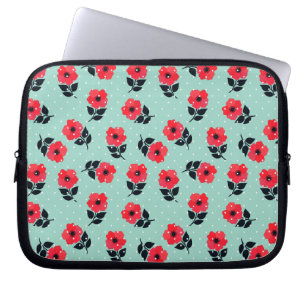 Funda Para Portátil Patrón de flores rojas chic de Shabby