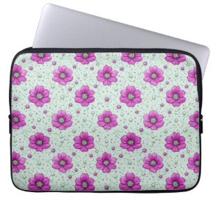 Funda Para Portátil Patrón de flores rosadas con gotas