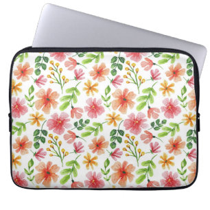 Funda Para Portátil Patrón de flores rosadas en acuarela