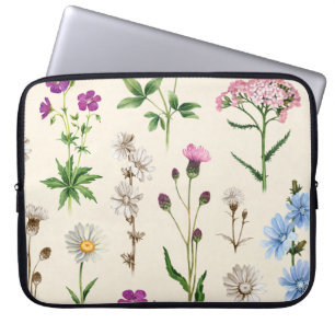 Funda Para Portátil Patrón de flores silvestres acuáticas.