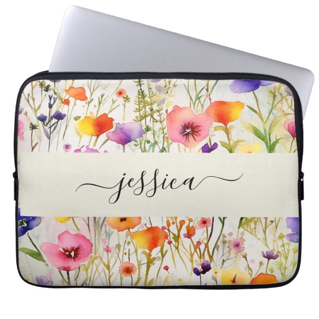 Funda Para Portátil patrón de flores silvestres de moda (Frente)