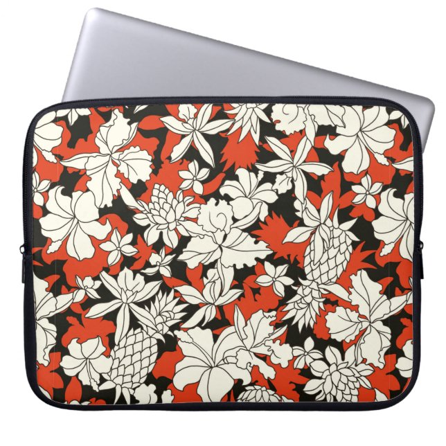 Funda Para Portátil Patrón de flores tropicales (Frente)