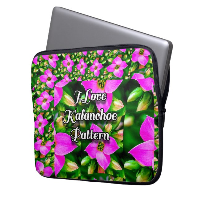 Funda Para Portátil Patrón de flores tropicales rosadas (Anverso izquierdo)