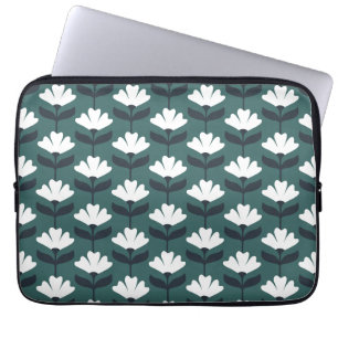 Funda Para Portátil Patrón de flores vintage verde mar