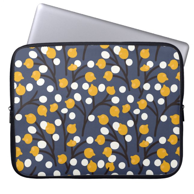 Funda Para Portátil Patrón de flores y hojas abstractas (Frente)