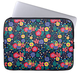 Funda Para Portátil Patrón De Flores Y Hojas Decorativas-48675