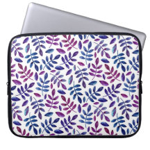 Patrón de follaje floral acuarela morado y azul