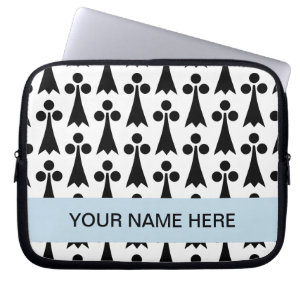 Funda Para Portátil Patrón de forma en blanco y negro monograma