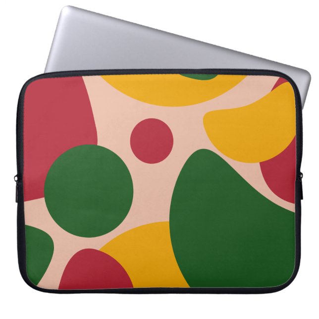 Funda Para Portátil Patrón de formas abstractas retro atrevidas  (Frente)
