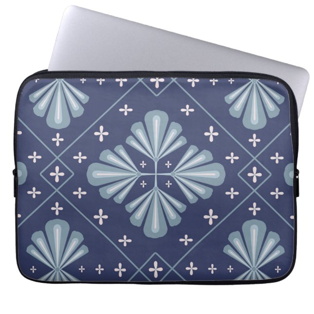 Funda Para Portátil Patrón de formas geométricas azules (Frente)