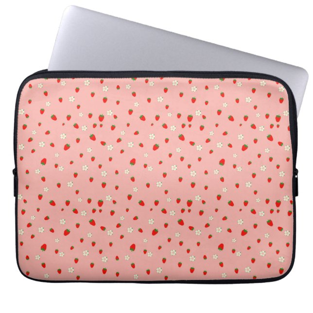 Funda Para Portátil Patrón de fresas y flores (Frente)