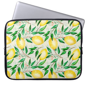 Funda Para Portátil Patrón de fruta de acuarela sin foco. limones en r