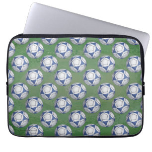 Funda Para Portátil Patrón de Futbolín azul y blanco