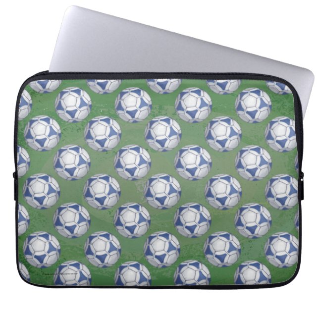 Funda Para Portátil Patrón de Futbolín azul y blanco (Frente)