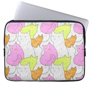 Funda Para Portátil Patrón de garabatos de gatos en acuarela lindos