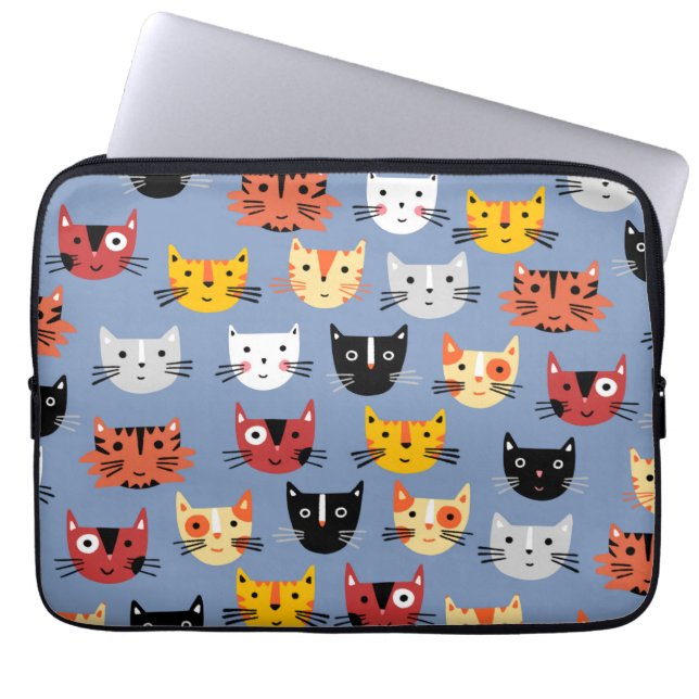 Funda Para Portátil Patrón de gato azul (Frente)