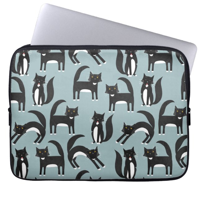 Funda Para Portátil Patrón de gato de Tuxedo (Frente)