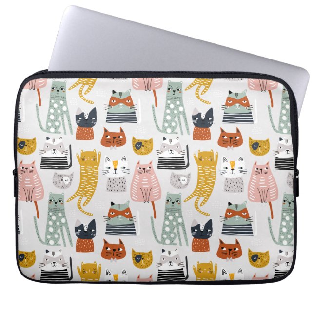 Funda Para Portátil Patrón de gato dibujado a mano de perro (Frente)